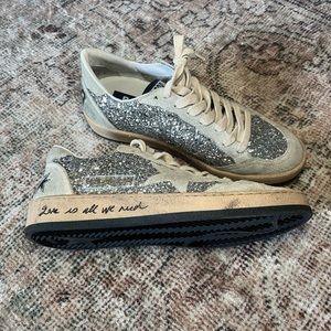 Silver Glitter Golden Goose Sneakers